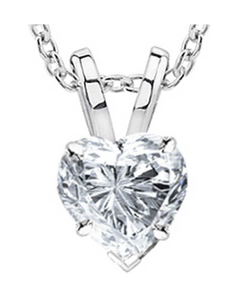 0.59 Carat 14K White Gold GIA Certified Heart Diamond Solitaire Pendant Necklace E Color SI1 Clarity Heart Diamond Pendents 1...