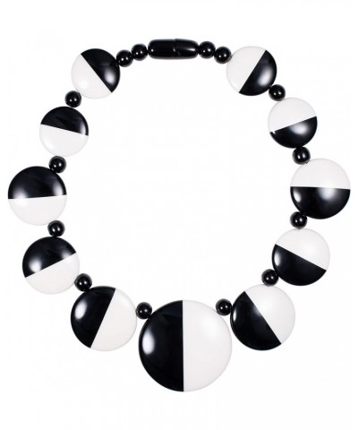 Large Black and White Costume Necklace for Women, Handmade Bib Necklace for Women, Retro Chic Statement Necklace for Women, T...