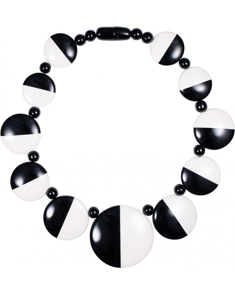 Large Black and White Costume Necklace for Women, Handmade Bib Necklace for Women, Retro Chic Statement Necklace for Women, T...