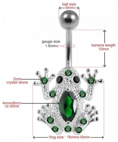 Multi Crystal Gemstone Frog Design 925 Sterling Silver Belly Ring Body Jewelry Dark Green $14.43 Body Jewelry