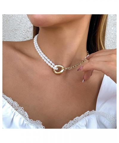 Dainty Pearl Pendant Necklaces Layered Baroque Choker Necklace Vintage White Pearl Chain Necklace Faux Pearls Statement Jewel...