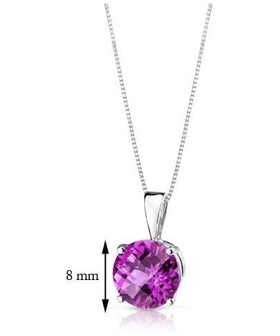 Solid 14K White Gold Created Pink Sapphire Pendant for Women, Classic Solitaire, Round Shape, 8mm, 2.50 Carats total $48.30 N...