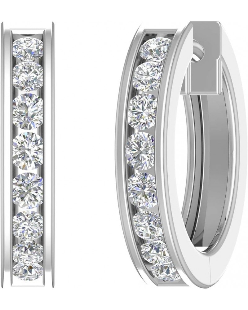 14K Gold or in Platinum Hoop Huggies Channel Set Diamond Earrings (I1-I2 Clarity, 1/2 to 1 Carat) White Gold 0.5 carats $241....