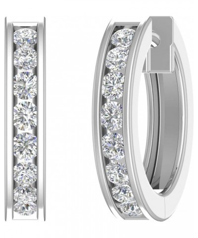 14K Gold or in Platinum Hoop Huggies Channel Set Diamond Earrings (I1-I2 Clarity, 1/2 to 1 Carat) White Gold 0.5 carats $241....