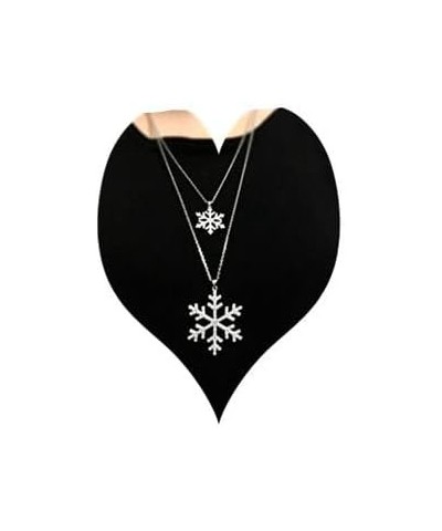 Crystal Double Snow Flake Pendant Long Necklace for Women Sweater Chain Necklace Choker Adjustable Elegant Jewelry Rhinestone...