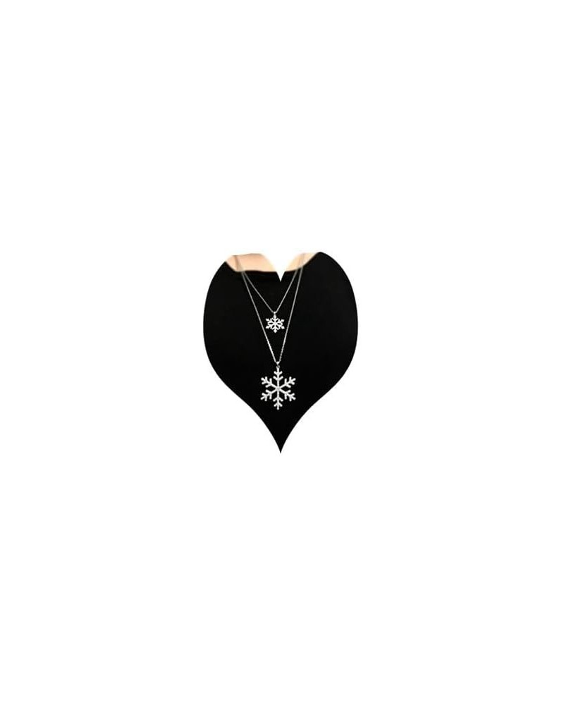 Crystal Double Snow Flake Pendant Long Necklace for Women Sweater Chain Necklace Choker Adjustable Elegant Jewelry Rhinestone...