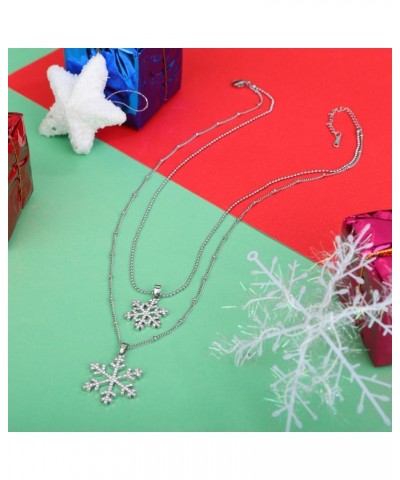 Crystal Double Snow Flake Pendant Long Necklace for Women Sweater Chain Necklace Choker Adjustable Elegant Jewelry Rhinestone...