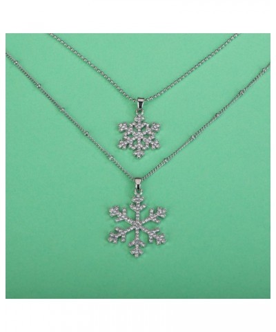 Crystal Double Snow Flake Pendant Long Necklace for Women Sweater Chain Necklace Choker Adjustable Elegant Jewelry Rhinestone...