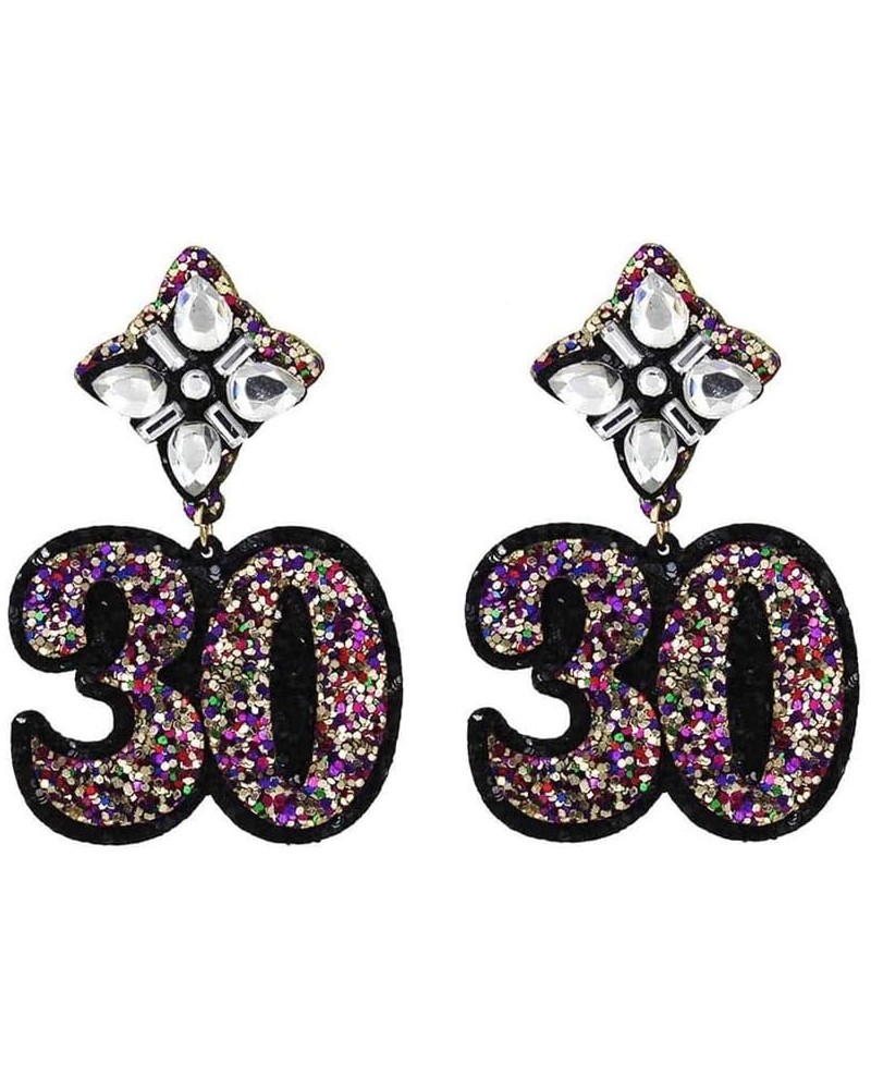 Birthday Glitter Drop Post Earrings - Shimmering, Jewelry, Memorable Milestone, Sparkles 30th/Black $15.33 Earrings