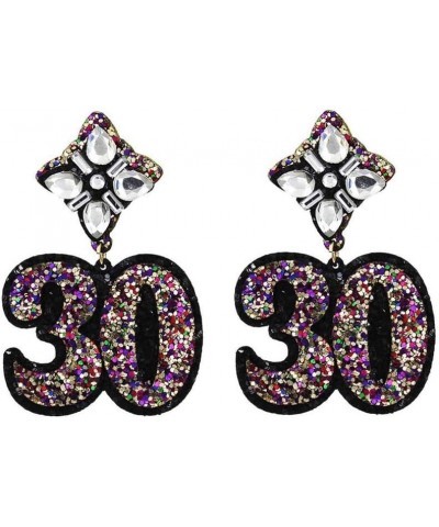 Birthday Glitter Drop Post Earrings - Shimmering, Jewelry, Memorable Milestone, Sparkles 30th/Black $15.33 Earrings