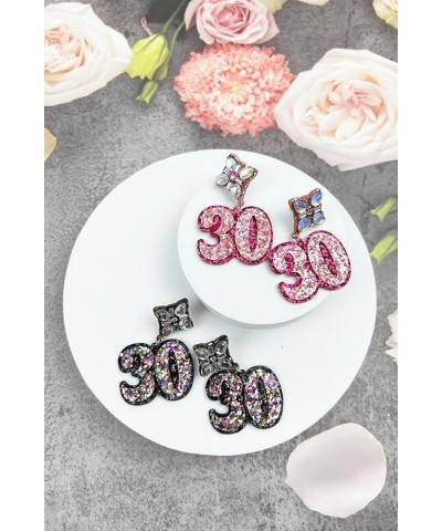 Birthday Glitter Drop Post Earrings - Shimmering, Jewelry, Memorable Milestone, Sparkles 30th/Black $15.33 Earrings