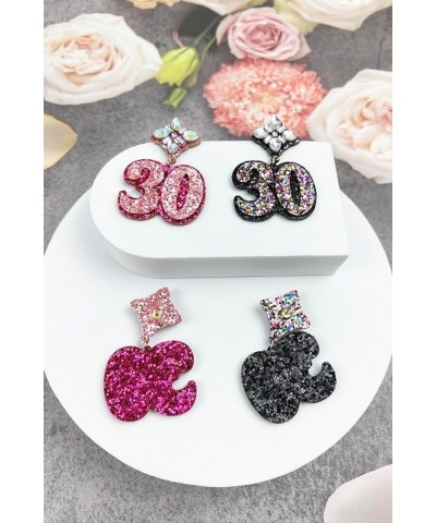 Birthday Glitter Drop Post Earrings - Shimmering, Jewelry, Memorable Milestone, Sparkles 30th/Black $15.33 Earrings