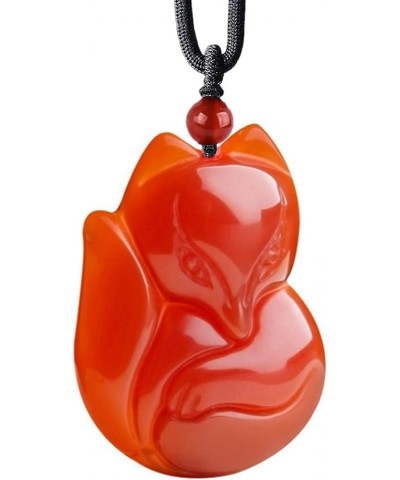 Women's Red Agate Fox Queen Pendant Necklace Grounding Stone Protection Red Agate Style II $12.45 Pendants