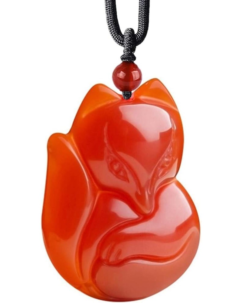 Women's Red Agate Fox Queen Pendant Necklace Grounding Stone Protection Red Agate Style II $12.45 Pendants