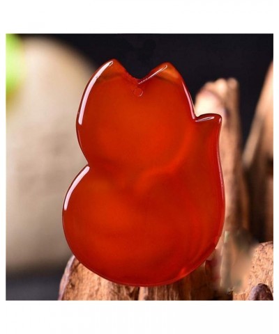 Women's Red Agate Fox Queen Pendant Necklace Grounding Stone Protection Red Agate Style II $12.45 Pendants