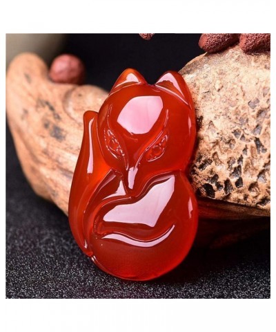 Women's Red Agate Fox Queen Pendant Necklace Grounding Stone Protection Red Agate Style II $12.45 Pendants