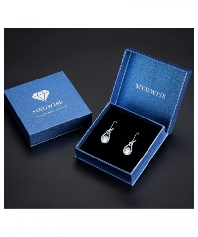 Moonstone Leverback Earrings for Women 925 Sterling Silver Oval Moonstone Teardrop Earrings Dangle Love Knot Dewdrop Earrings...