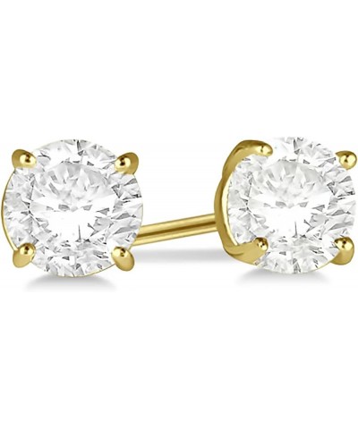 10K 14K 18K Real Gold Moissanite Stud Earrings with Push Backs,Solid Gold Emerald/Heart/Oval/Pear/Princess/Round Cut Moissani...