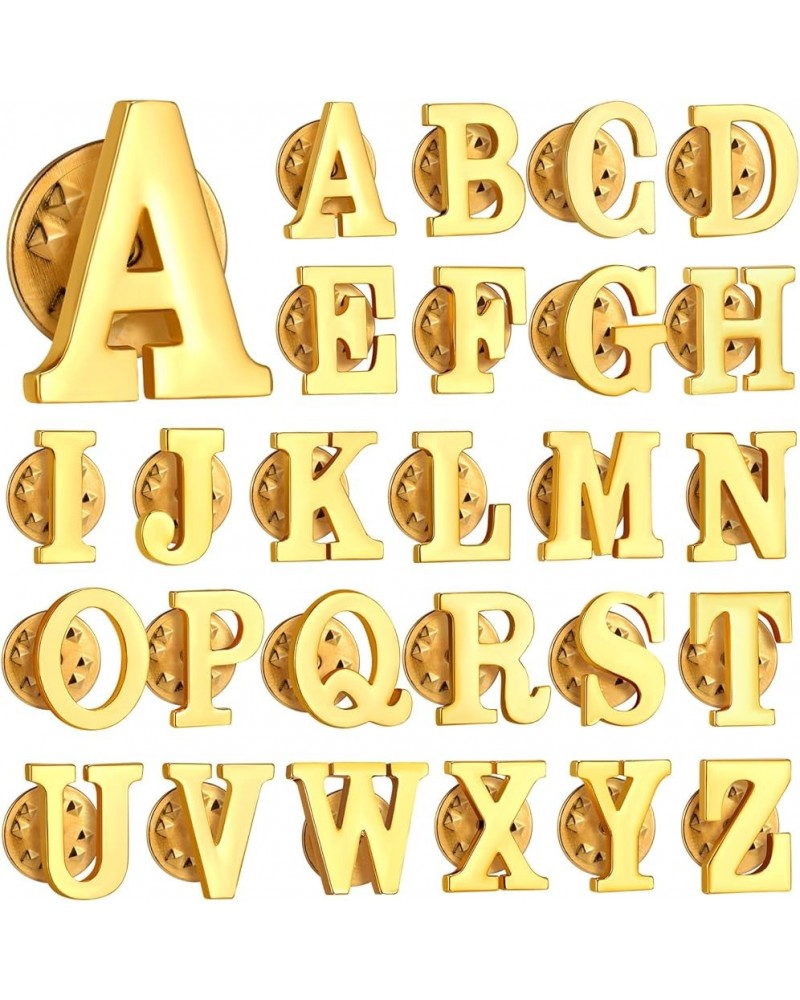 26 Pcs Brooch Pins for Suit Collar Women Men Plated Letter Alphabet Lapel Pin A to Z Alphabet Monogram Collar Pin Gold $10.39...