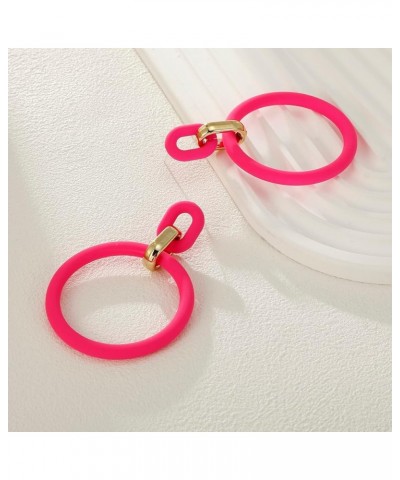 Acrylic Rectangle Earrings, Fashion Acrylic Square/Oval/Hoop Statement Drop Earrings for Women girls Hot Pink Hoop $6.35 Earr...