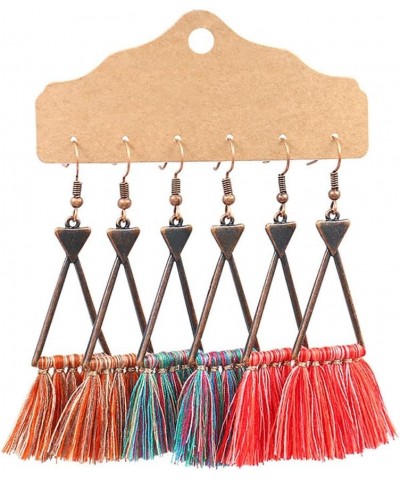 3 Pairs Bohemia Fringe Drop Earrings Boho Colorful Wool Pendant Earrings for Women Girls Holiday Birthday Gifts Mixed-color14...