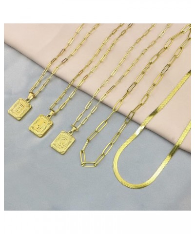 Dainty ??????? ??????? ????????? for Women, ??? ???? Plated Paperclip Chain Necklace Simple Cute Letter Pendant Initial Choke...