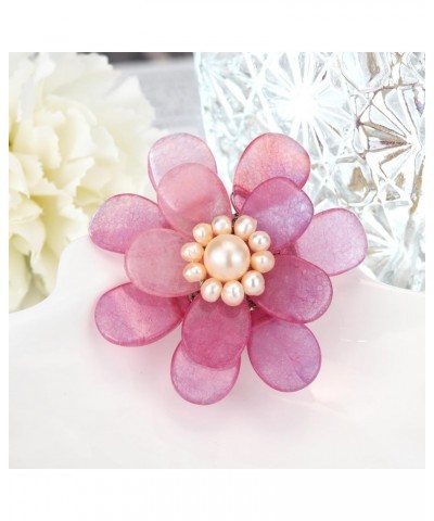 Pretty Elegant Pink Quartz Stone Azalea Beauty Floral Pin-Brooch For Women $9.12 Brooches & Pins