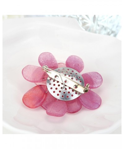 Pretty Elegant Pink Quartz Stone Azalea Beauty Floral Pin-Brooch For Women $9.12 Brooches & Pins