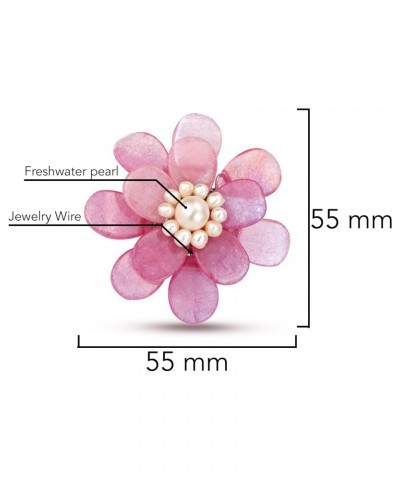 Pretty Elegant Pink Quartz Stone Azalea Beauty Floral Pin-Brooch For Women $9.12 Brooches & Pins