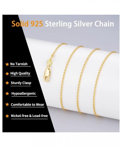 Solid 18k Gold Over 925 Sterling Silver Chain Necklace for Women Girls, 1.3mm Thin & Dainty & Sturdy Cable Chain Necklace Wom...