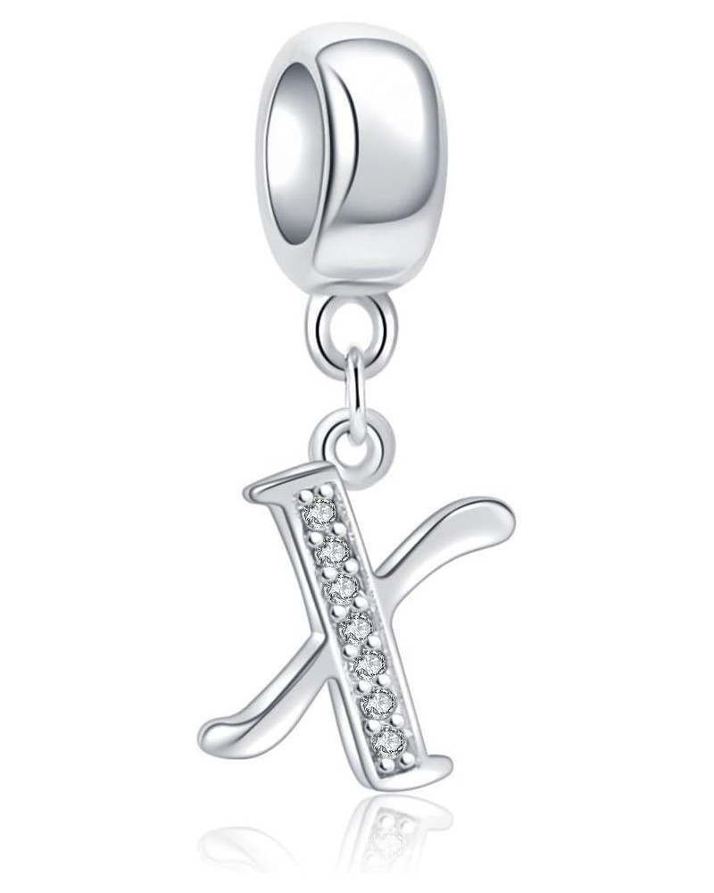 925 Sterling Silver Letter Beads Initial A-z Dangle Alphabet Crystal Charm Fits European Bracelet Gift for Mother X $10.43 Br...