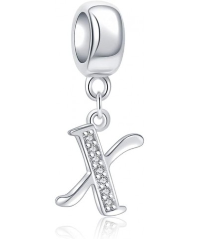 925 Sterling Silver Letter Beads Initial A-z Dangle Alphabet Crystal Charm Fits European Bracelet Gift for Mother X $10.43 Br...