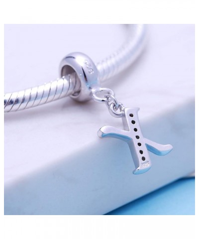 925 Sterling Silver Letter Beads Initial A-z Dangle Alphabet Crystal Charm Fits European Bracelet Gift for Mother X $10.43 Br...