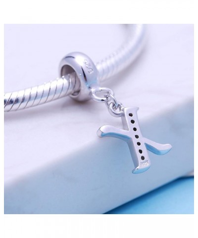 925 Sterling Silver Letter Beads Initial A-z Dangle Alphabet Crystal Charm Fits European Bracelet Gift for Mother X $10.43 Br...