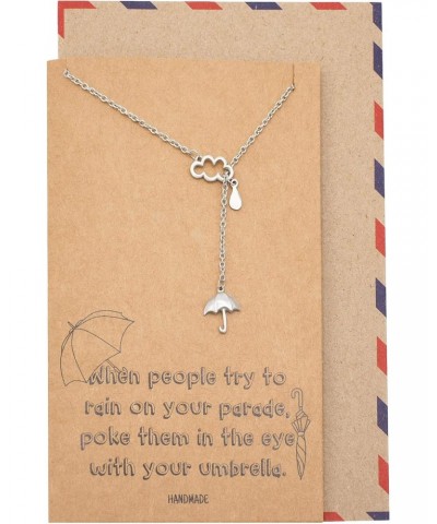 Cloud Rain and Umbrella Charms Pendant, Lariat Necklace, Birthday Gifts for Best Friends with Funny Greeting Card $21.56 Neck...