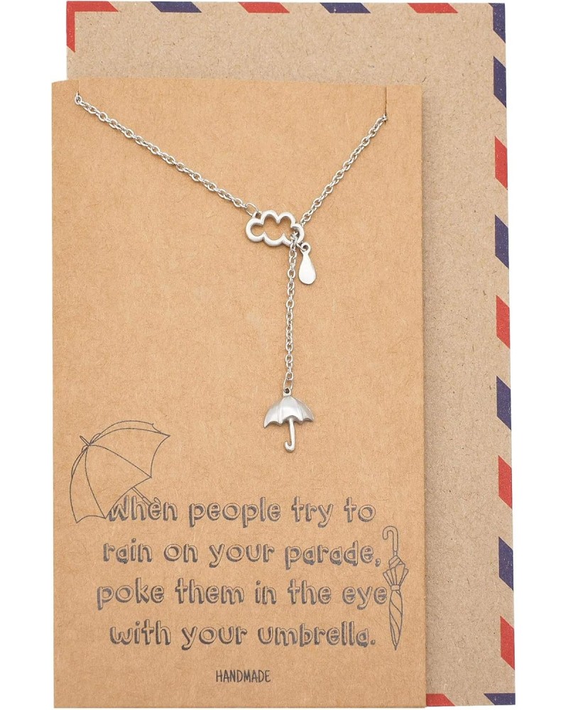 Cloud Rain and Umbrella Charms Pendant, Lariat Necklace, Birthday Gifts for Best Friends with Funny Greeting Card $21.56 Neck...