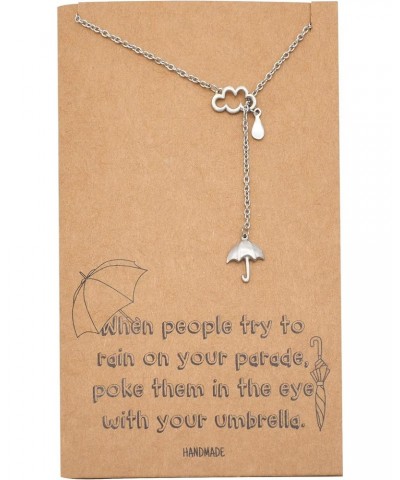 Cloud Rain and Umbrella Charms Pendant, Lariat Necklace, Birthday Gifts for Best Friends with Funny Greeting Card $21.56 Neck...