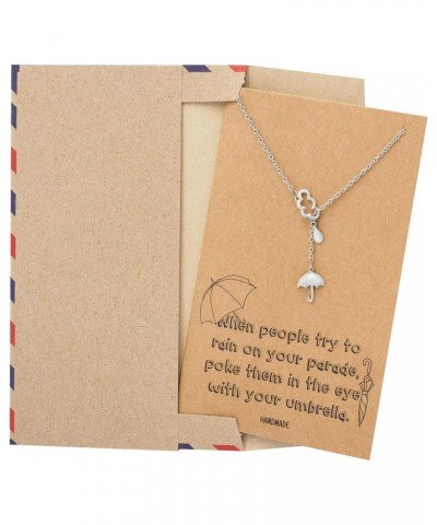 Cloud Rain and Umbrella Charms Pendant, Lariat Necklace, Birthday Gifts for Best Friends with Funny Greeting Card $21.56 Neck...