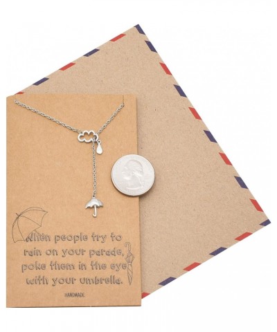 Cloud Rain and Umbrella Charms Pendant, Lariat Necklace, Birthday Gifts for Best Friends with Funny Greeting Card $21.56 Neck...