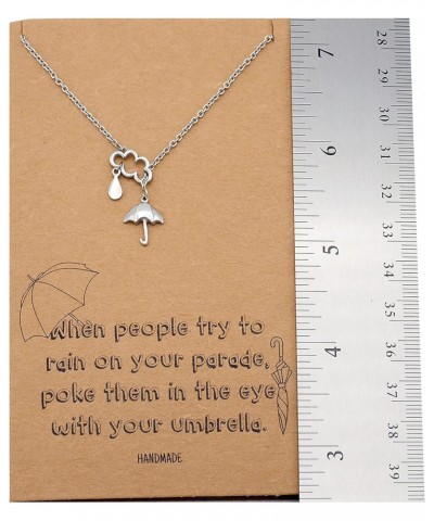 Cloud Rain and Umbrella Charms Pendant, Lariat Necklace, Birthday Gifts for Best Friends with Funny Greeting Card $21.56 Neck...