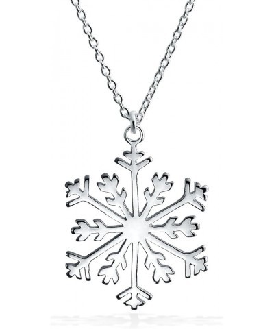 Classic Christmas Holiday Party Snowflake Dangle Earrings Pendant Necklace For Women Teen Polished .925 Sterling Silver Lever...