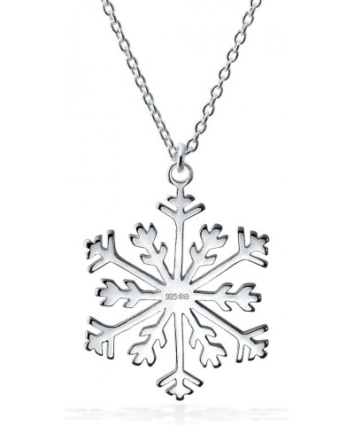 Classic Christmas Holiday Party Snowflake Dangle Earrings Pendant Necklace For Women Teen Polished .925 Sterling Silver Lever...