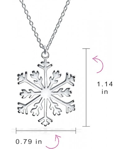 Classic Christmas Holiday Party Snowflake Dangle Earrings Pendant Necklace For Women Teen Polished .925 Sterling Silver Lever...