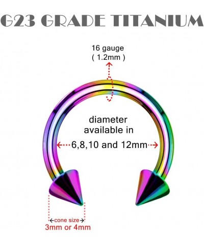 Titanium G23 Grade Anodized 16Gx3/8(1.2x10MM) with 3MM Cone Eyebrow Body Jewelry Dark Blue $8.50 Body Jewelry