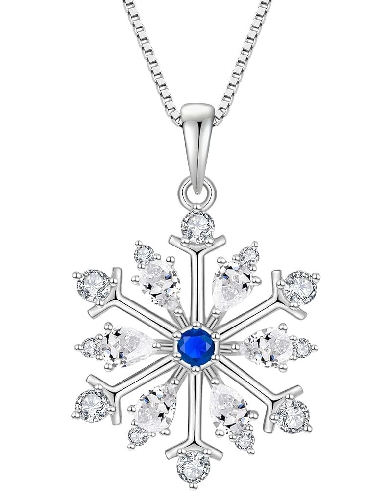 Snowflake Necklace 925 Sterling Silver Pendant Necklace with Cubic Zirconia Jewelry Winter Party Flower Snowflake Christmas N...