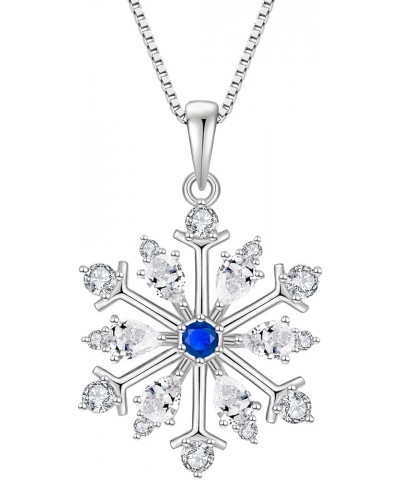 Snowflake Necklace 925 Sterling Silver Pendant Necklace with Cubic Zirconia Jewelry Winter Party Flower Snowflake Christmas N...