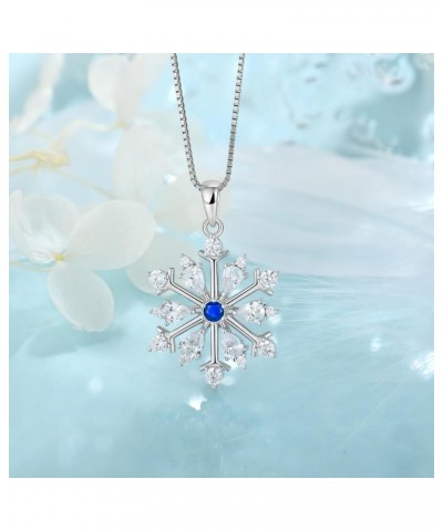 Snowflake Necklace 925 Sterling Silver Pendant Necklace with Cubic Zirconia Jewelry Winter Party Flower Snowflake Christmas N...