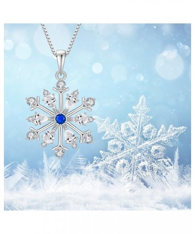 Snowflake Necklace 925 Sterling Silver Pendant Necklace with Cubic Zirconia Jewelry Winter Party Flower Snowflake Christmas N...