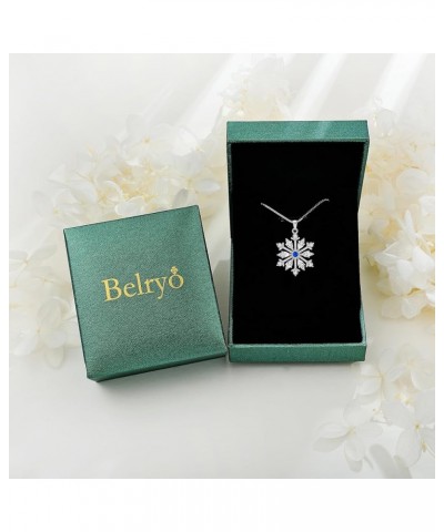 Snowflake Necklace 925 Sterling Silver Pendant Necklace with Cubic Zirconia Jewelry Winter Party Flower Snowflake Christmas N...