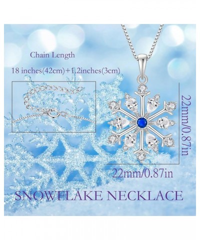 Snowflake Necklace 925 Sterling Silver Pendant Necklace with Cubic Zirconia Jewelry Winter Party Flower Snowflake Christmas N...